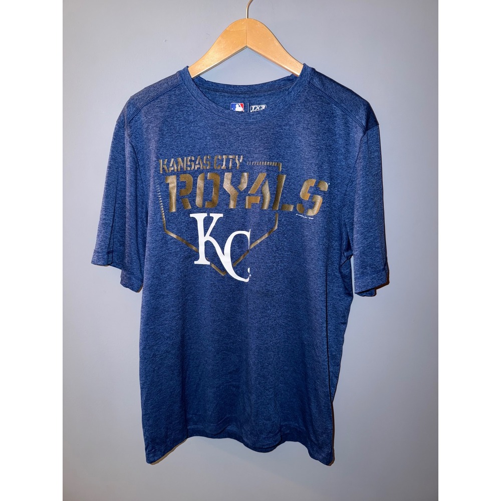 MLB Kansas City Royals TX3 Cool Performance T-Shirt Heather‎ Blue Mens Large